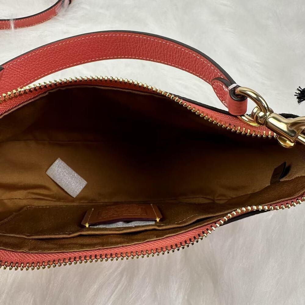 Coach X Peanuts Teri Shoulder Bag With Lucy CBM32 Leather/Bright Coral Multi NWT - Picture 7 of 11